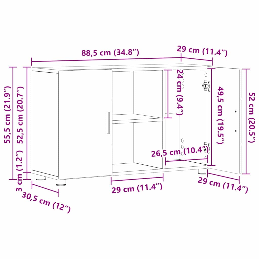 Kreveta s policom FLORIN Umjetnički hrast 88,5 x 30,5 x 55,5 cm
