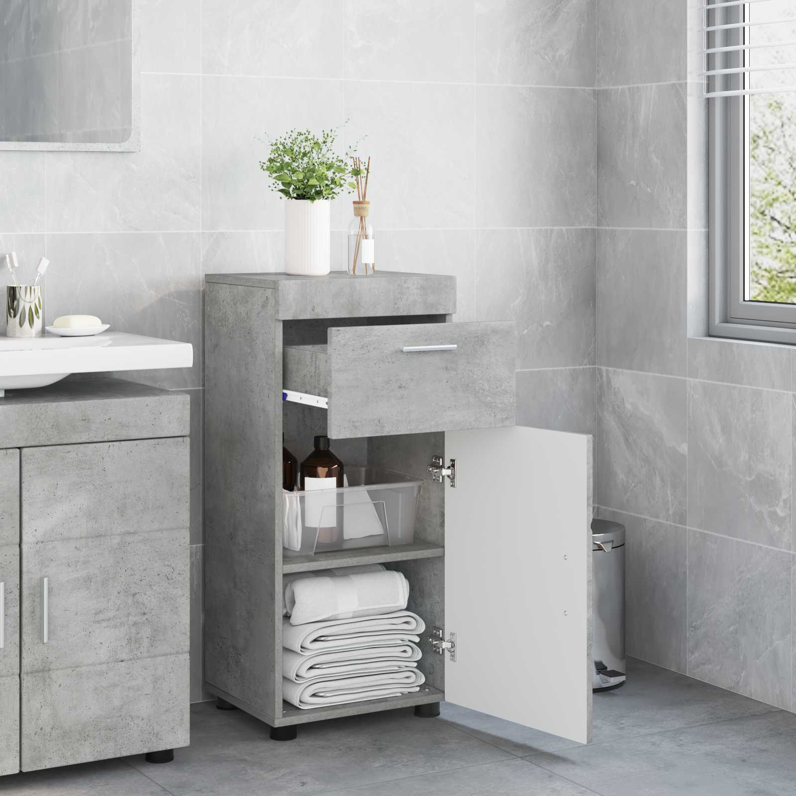 Set ormarića za kupaonicu TULUM Betonski sivi 37 x 31,5 x 82 cm
