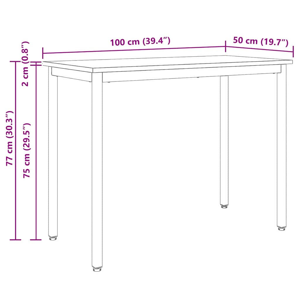 stol Prirodna 100 x 50 x 77 cm Inženjerska drva i čelik