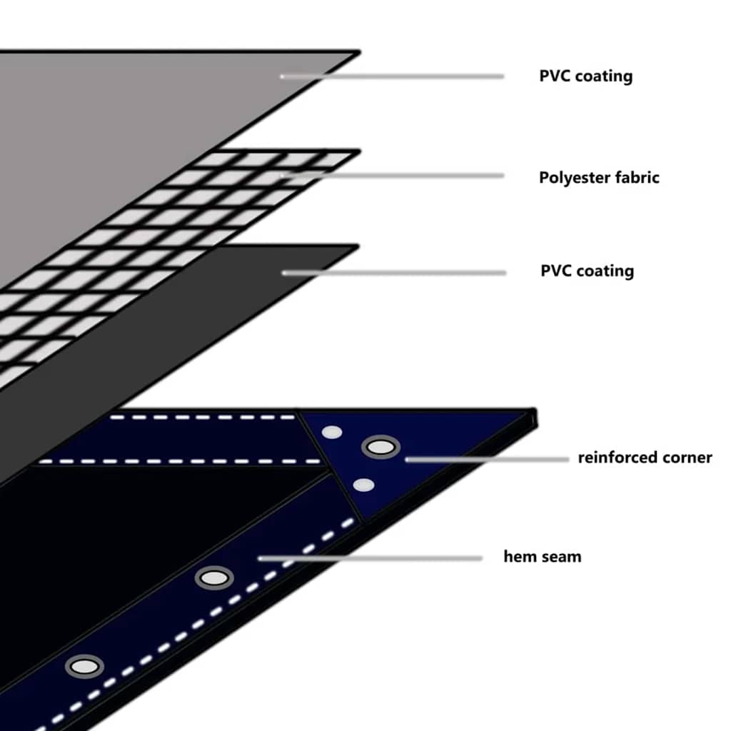 Cerada 650g / m² Bež 3,5 x 5 m Platno s PVC premazom