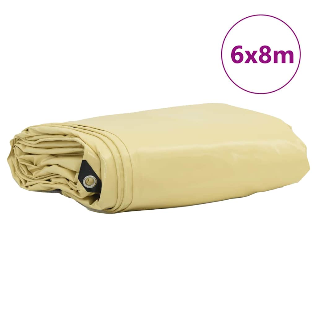 Cerada 650g / m² Bež 6 x 8 m Platno s PVC premazom