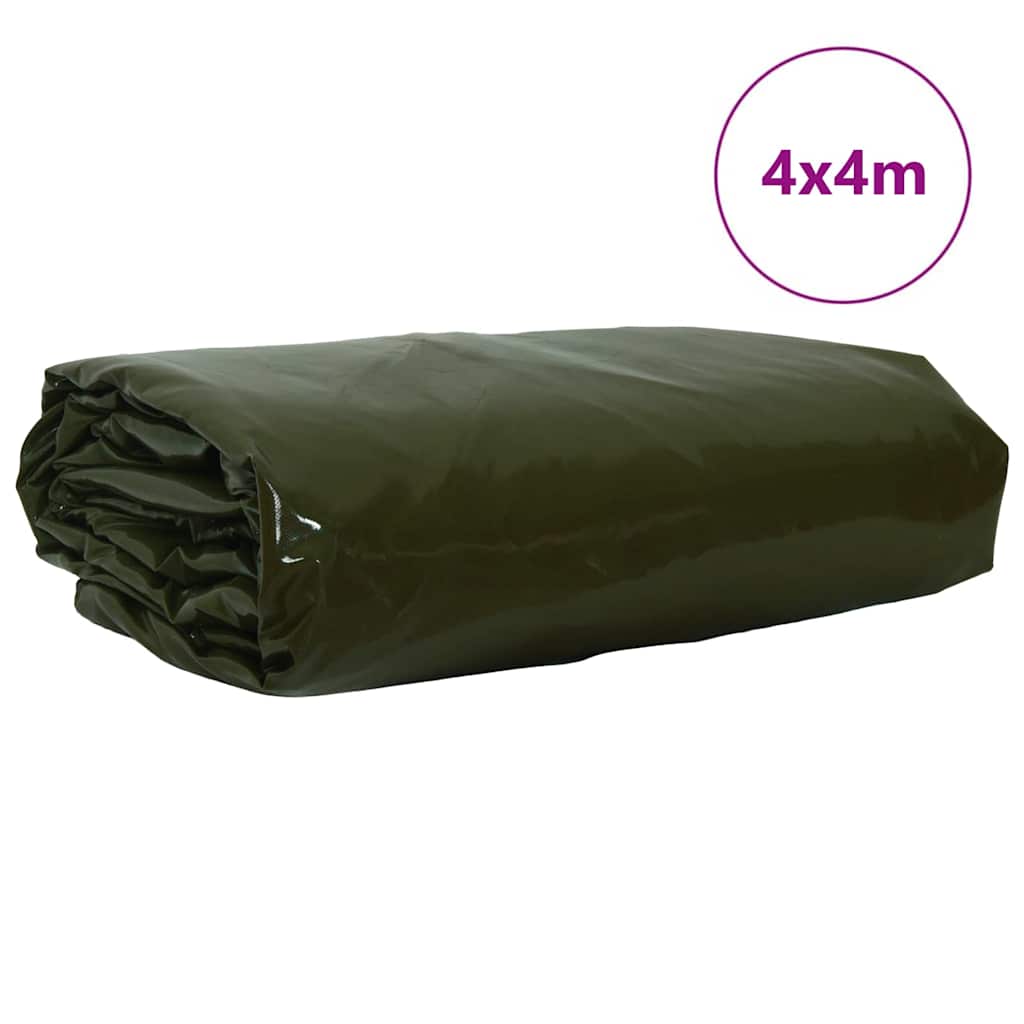 Cerada 650g / m² Maslinasto zelena 4 x 4 m Platno s PVC premazom