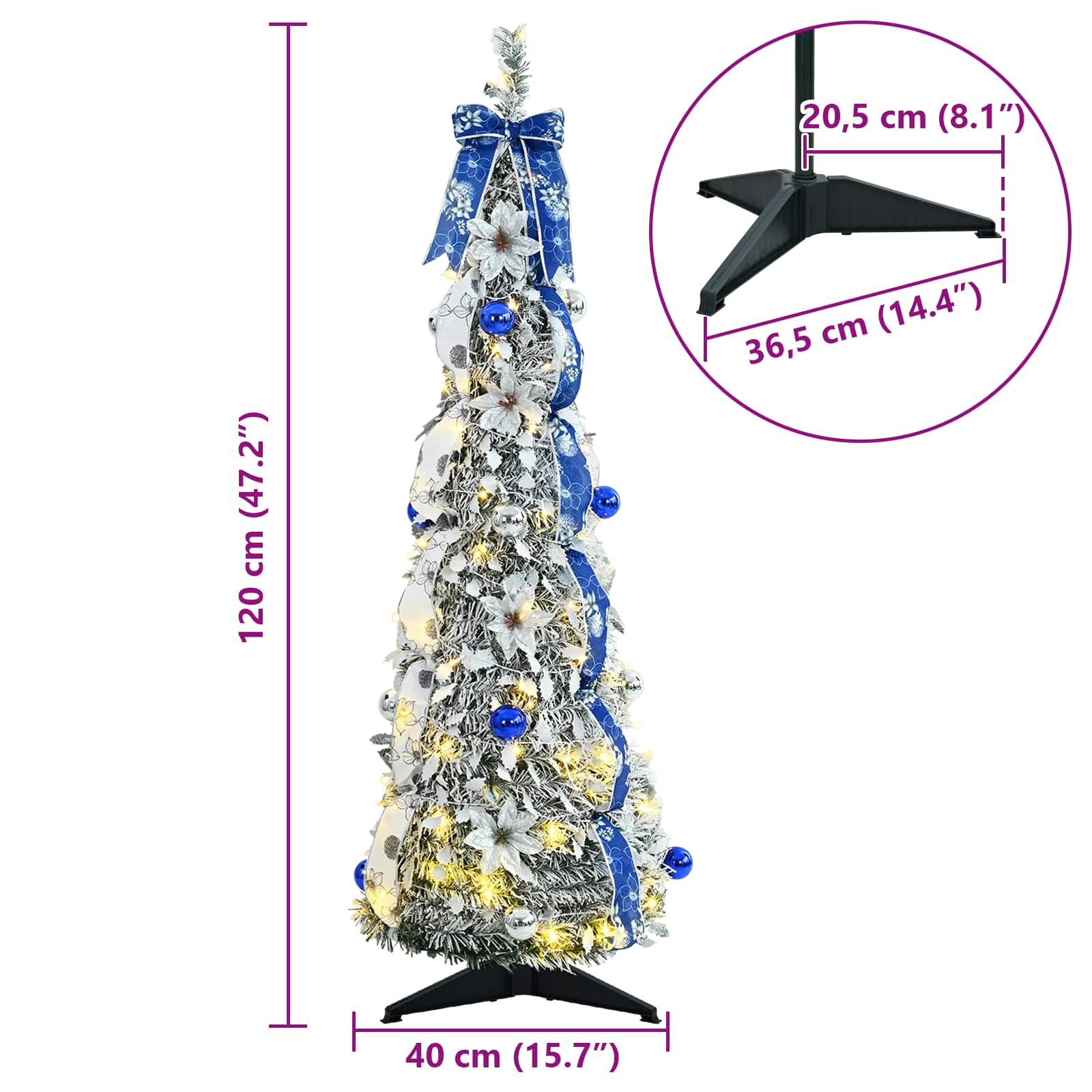Umjetno božićno drvce s 50 LED svjetlima Bijelo 120 cm PVC