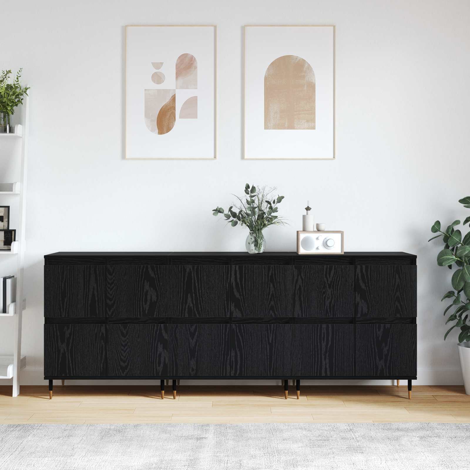 Ormarić za pohranu 3 pcs Crni hrast 60 x 35 x 70 cm