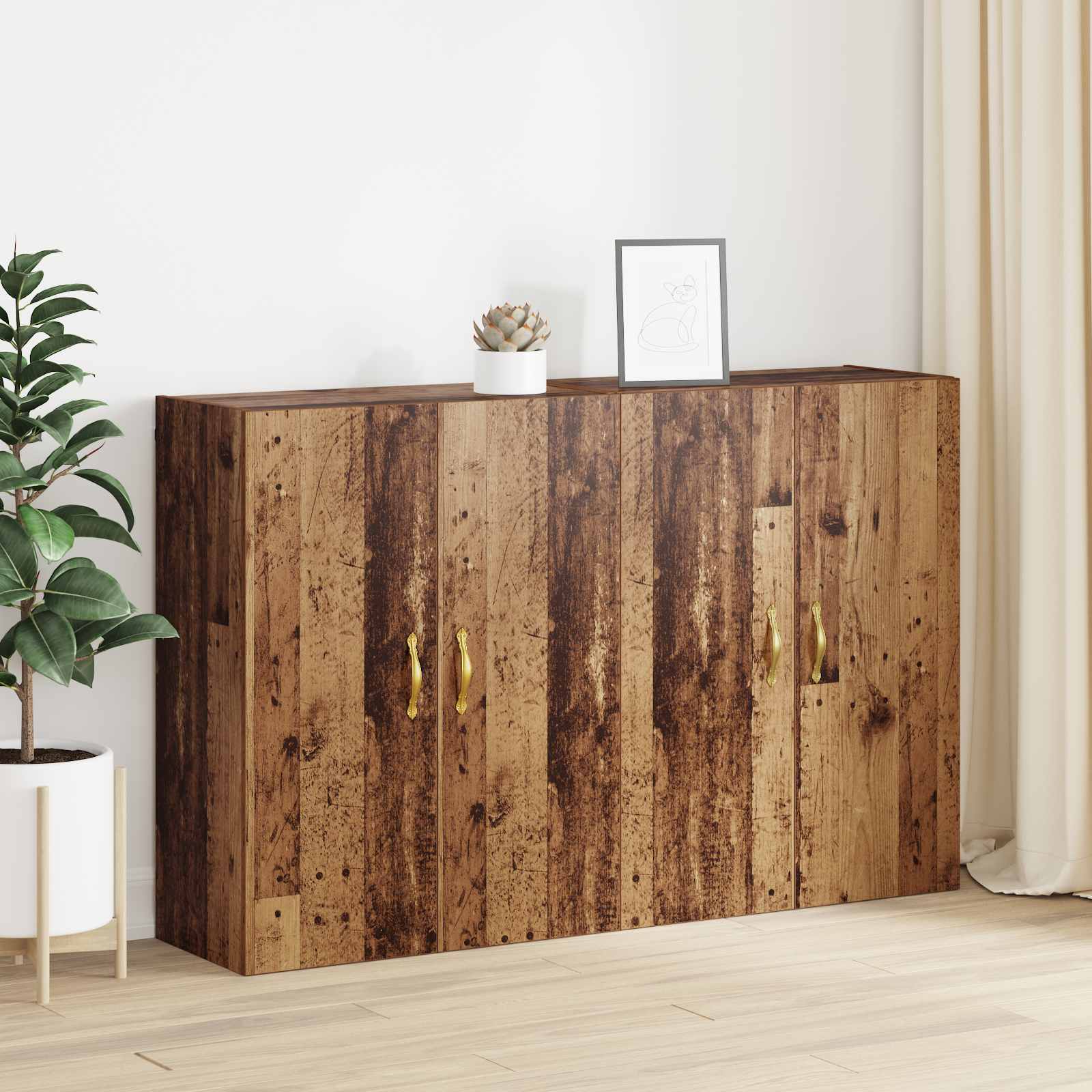 Ormar za montažu na zid 2 pcs Staro drvo 69,5 x 34 x 90 cm