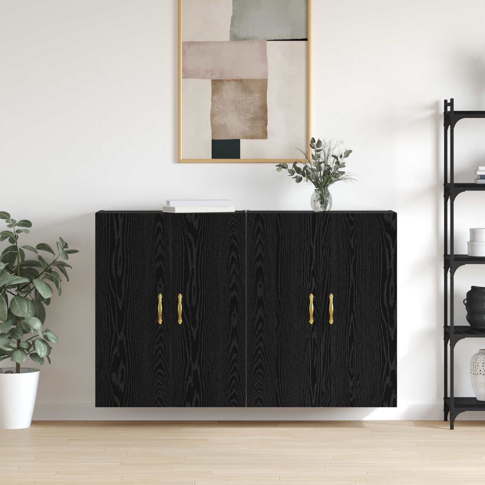 Ormar za montažu na zid 2 pcs Crni hrast 69,5 x 34 x 90 cm