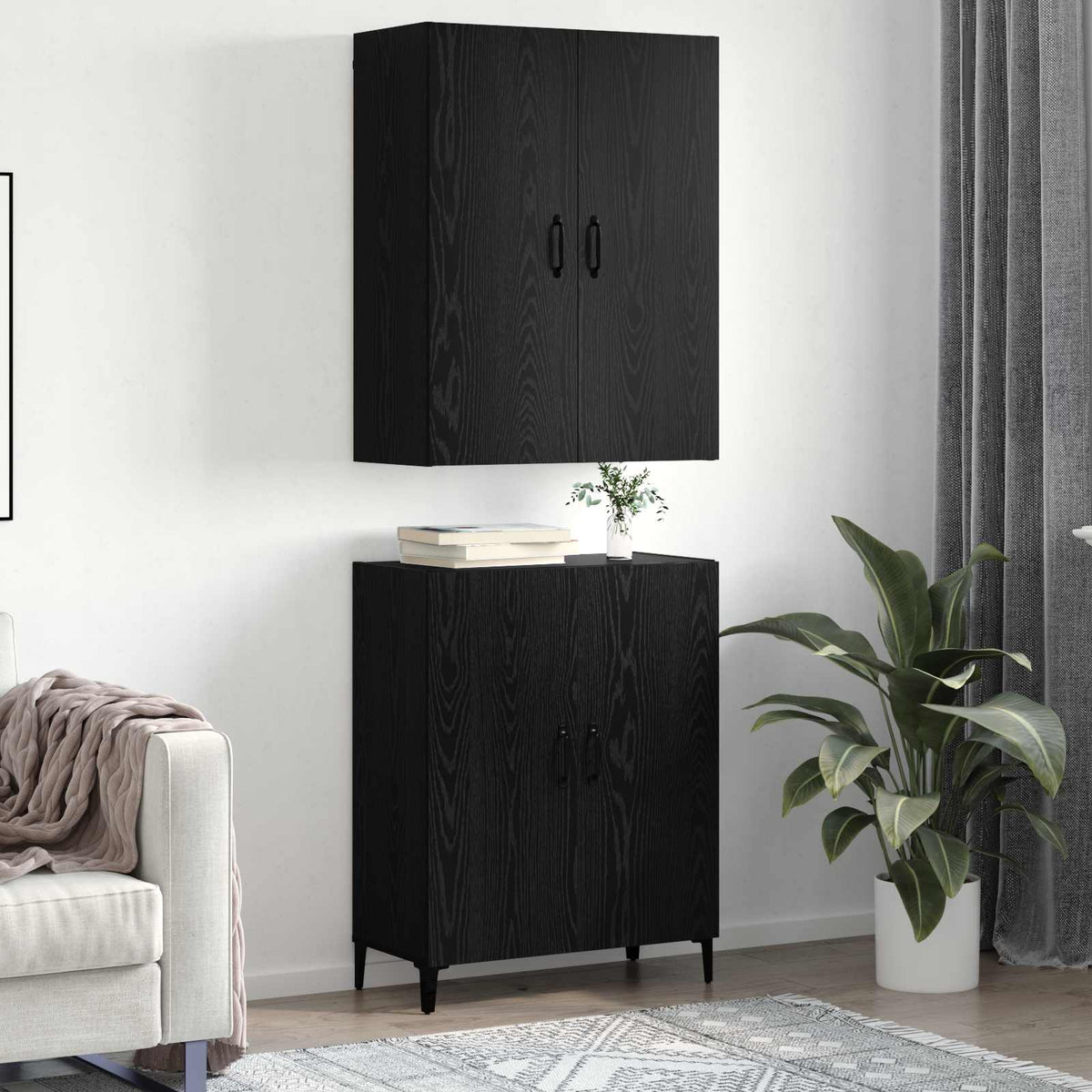 Highboard 2 kom. Crni hrast 69,5 x 34 x 180 cm