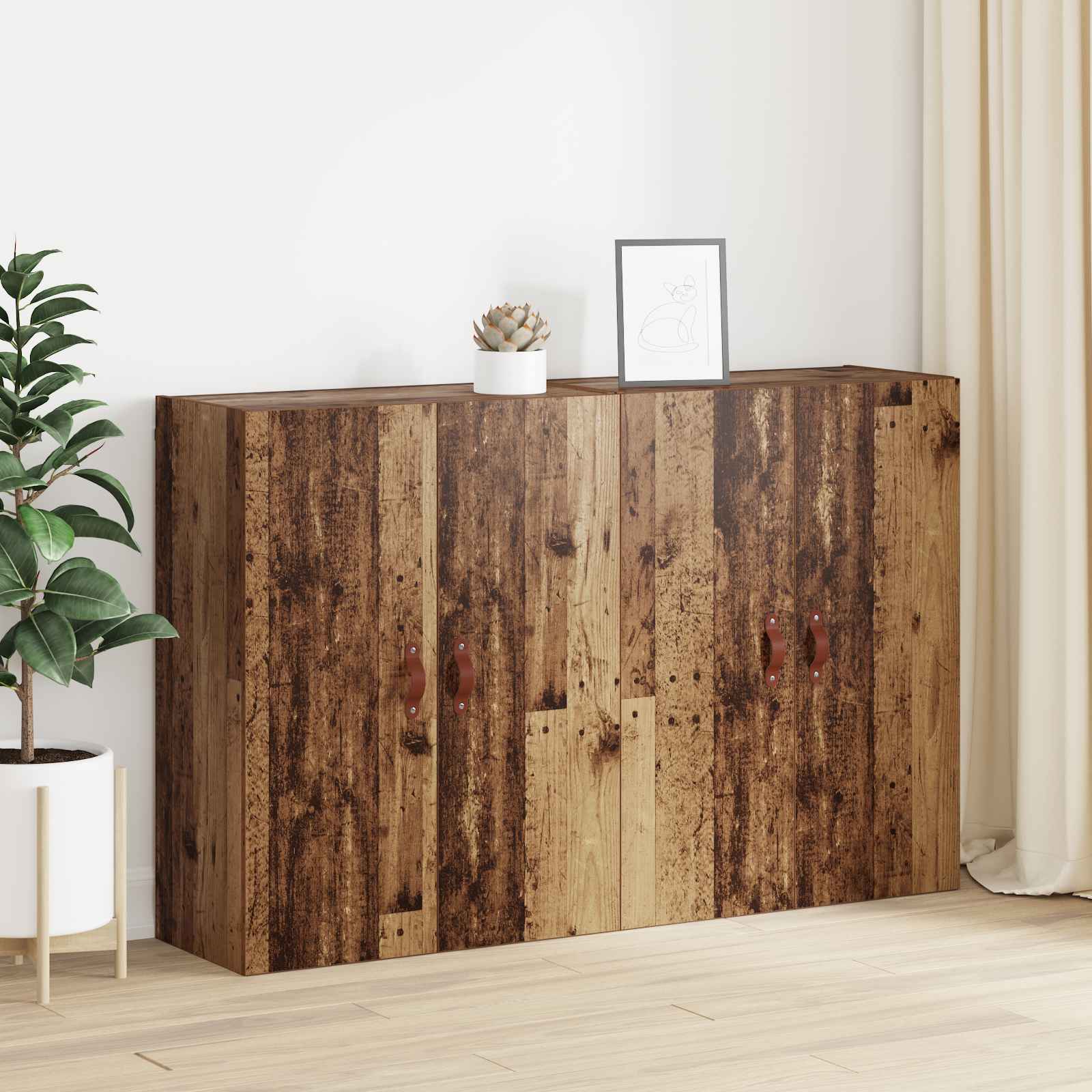 Ormar za montažu na zid 2 pcs Staro drvo 69,5 x 34 x 90 cm