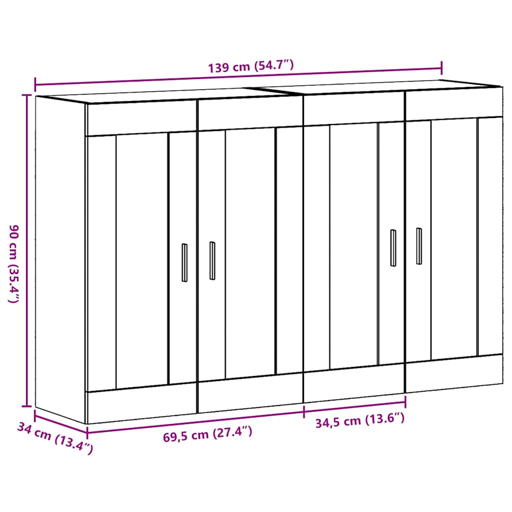 Ormarčići montirani na zid 2 pcs Staro drvo 69,5 x 34 x 90 cm