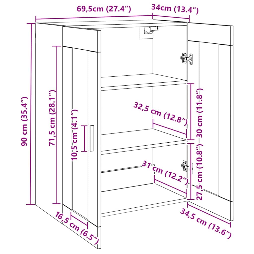 Ormarčići montirani na zid 2 pcs Crni hrast 69,5 x 34 x 90 cm