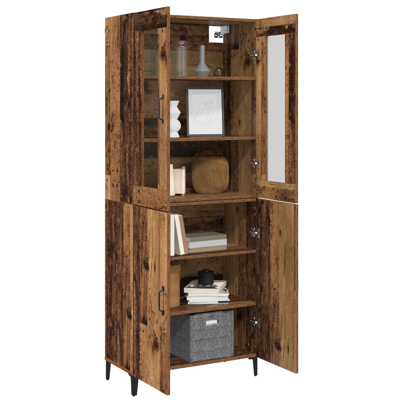 Highboard 2 pcs Staro drvo Konstruirano drvo