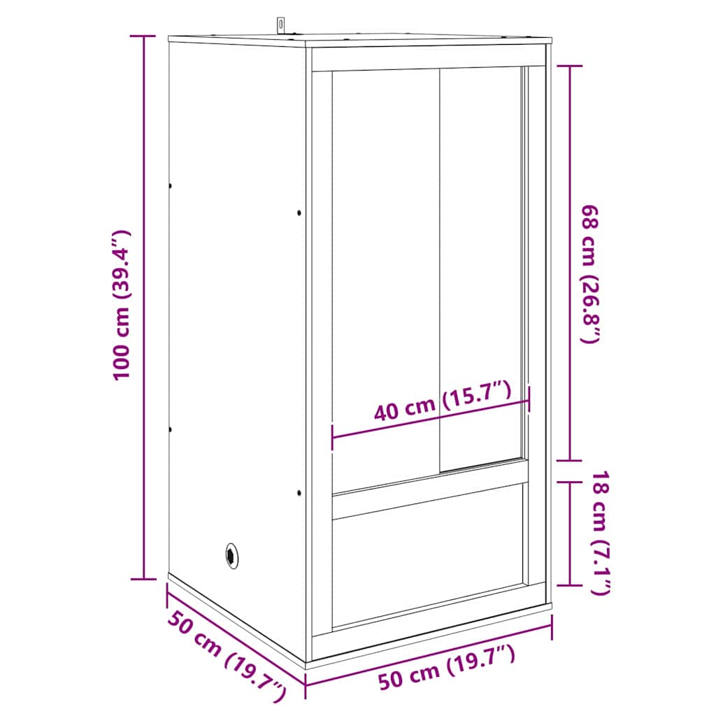 Terarij Smeđa 50 x 50 x 100 cm OSB