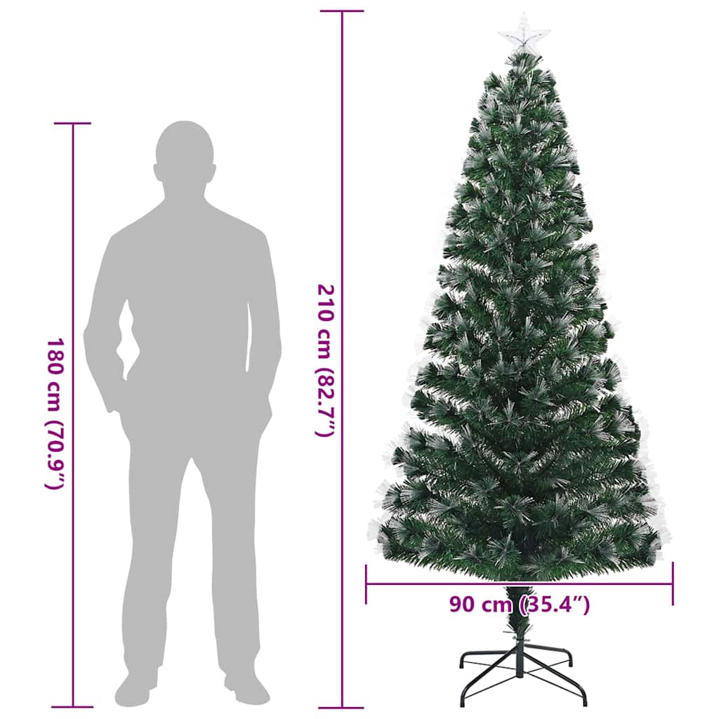 Umjetno božićno drvce s 250 LED svjetlima Zelena 210 cm PVC