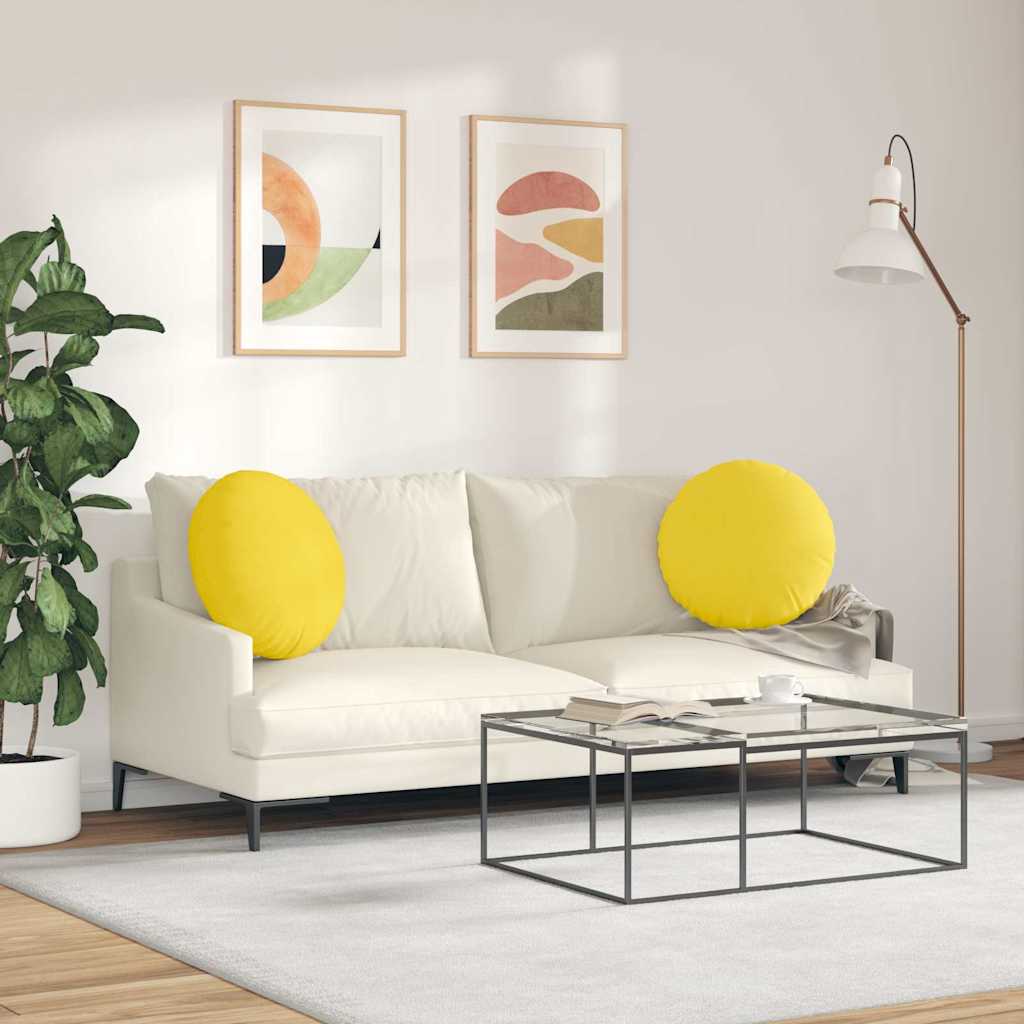Jastučići za sjedenje 2 pcs Svijetlo žuta Ø50 x 19 cm tkanina
