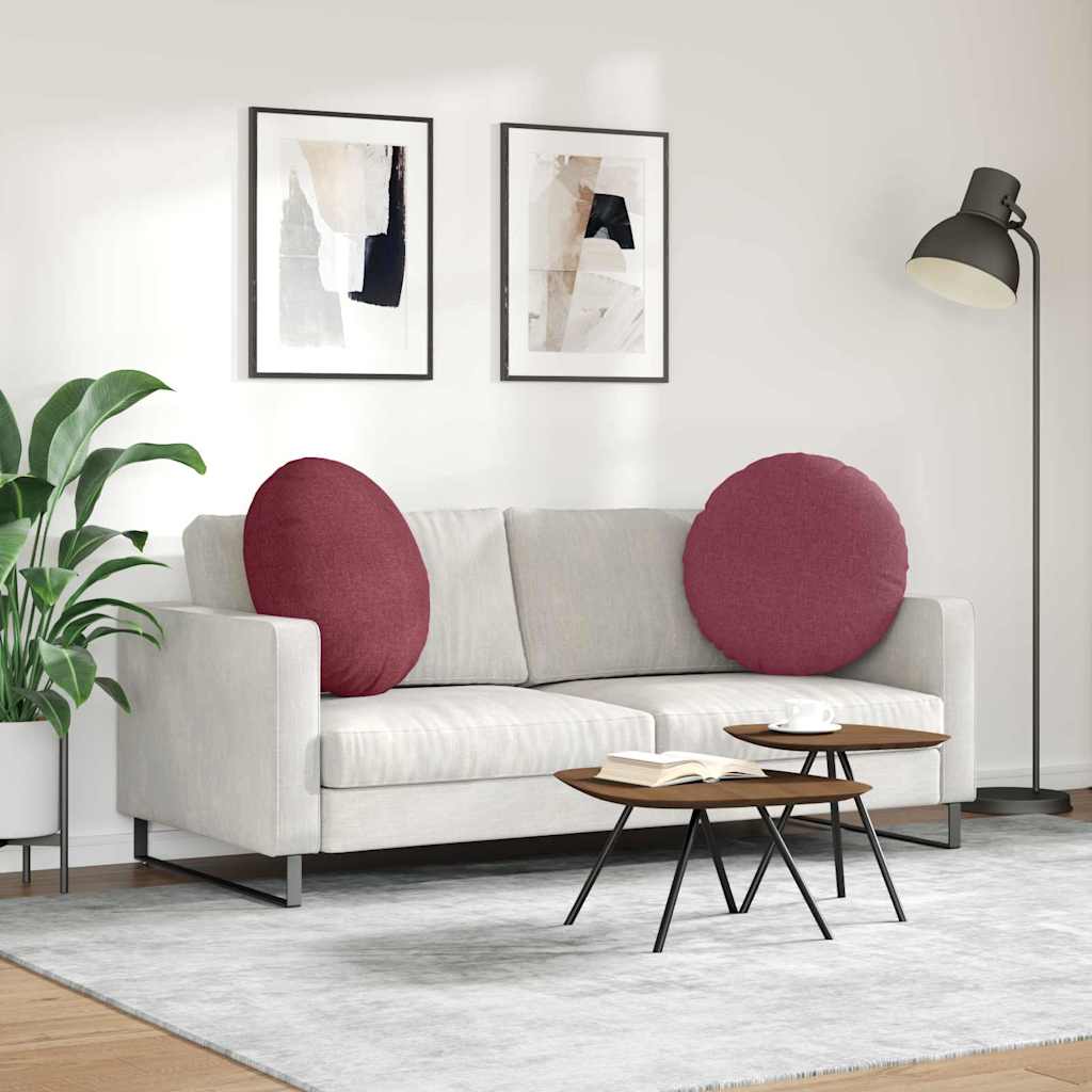 Jastučići za sjedenje 2 pcs Vinska crvena Ø80 x 29 cm tkanina