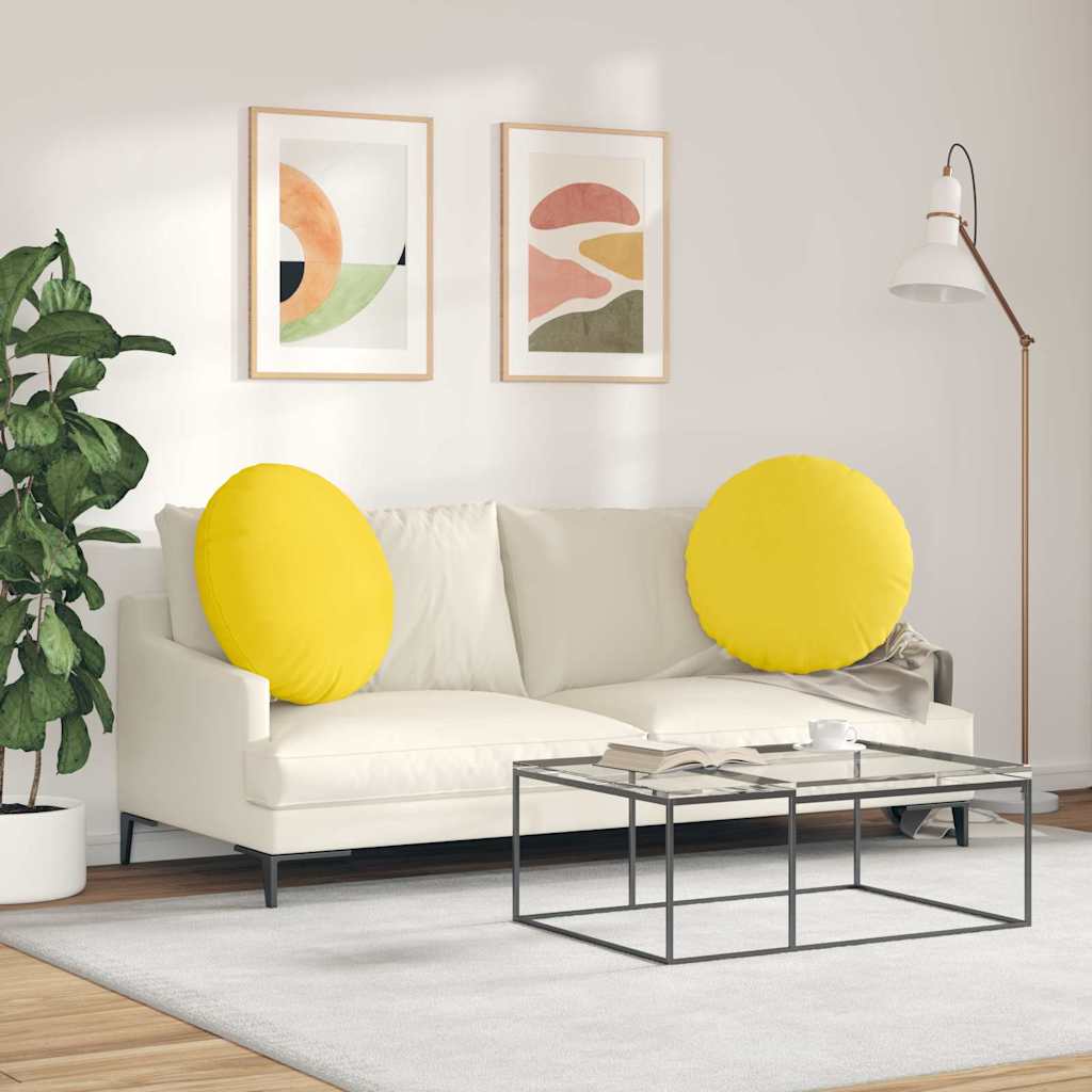 Jastučići za sjedenje 2 pcs Svijetlo žuta Ø80 x 29 cm tkanina