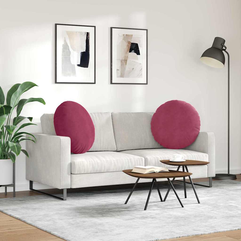 Jastučići za sjedenje 2 pcs Vinska crvena Ø 80 x 29 cm Baršun
