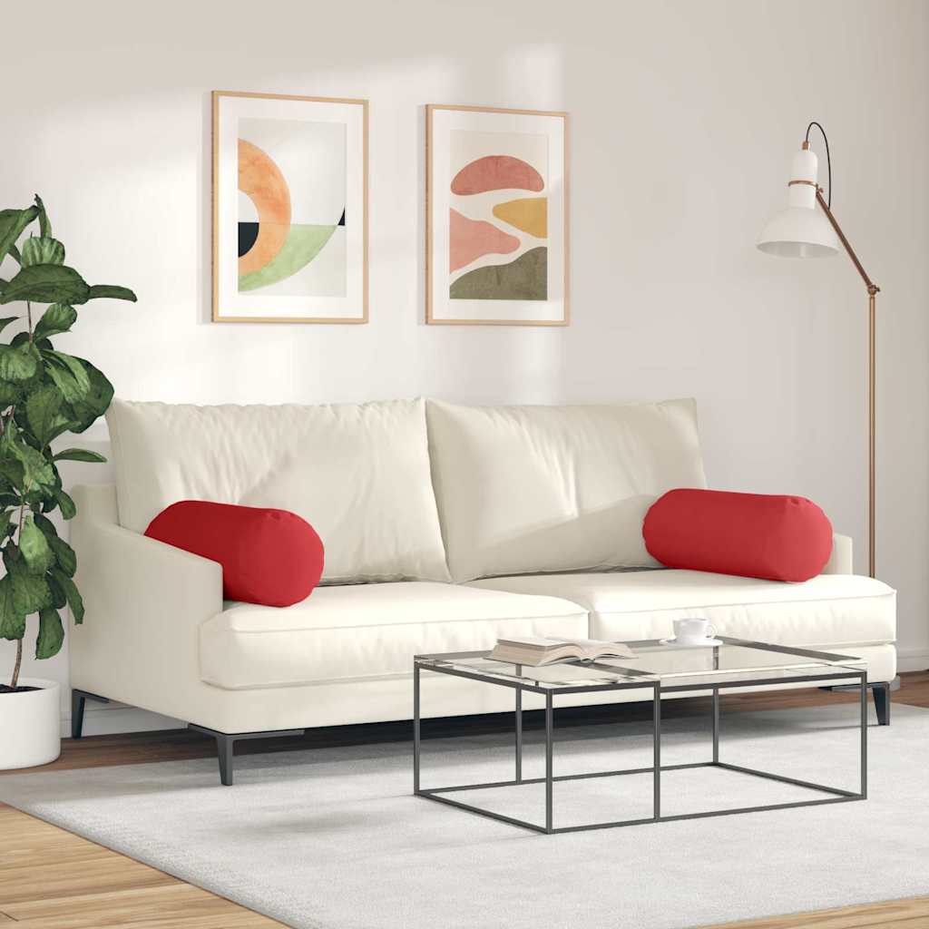 Valjkasti jastučići 2 pcs Crvena Ø 25 x 70 cm tkanina