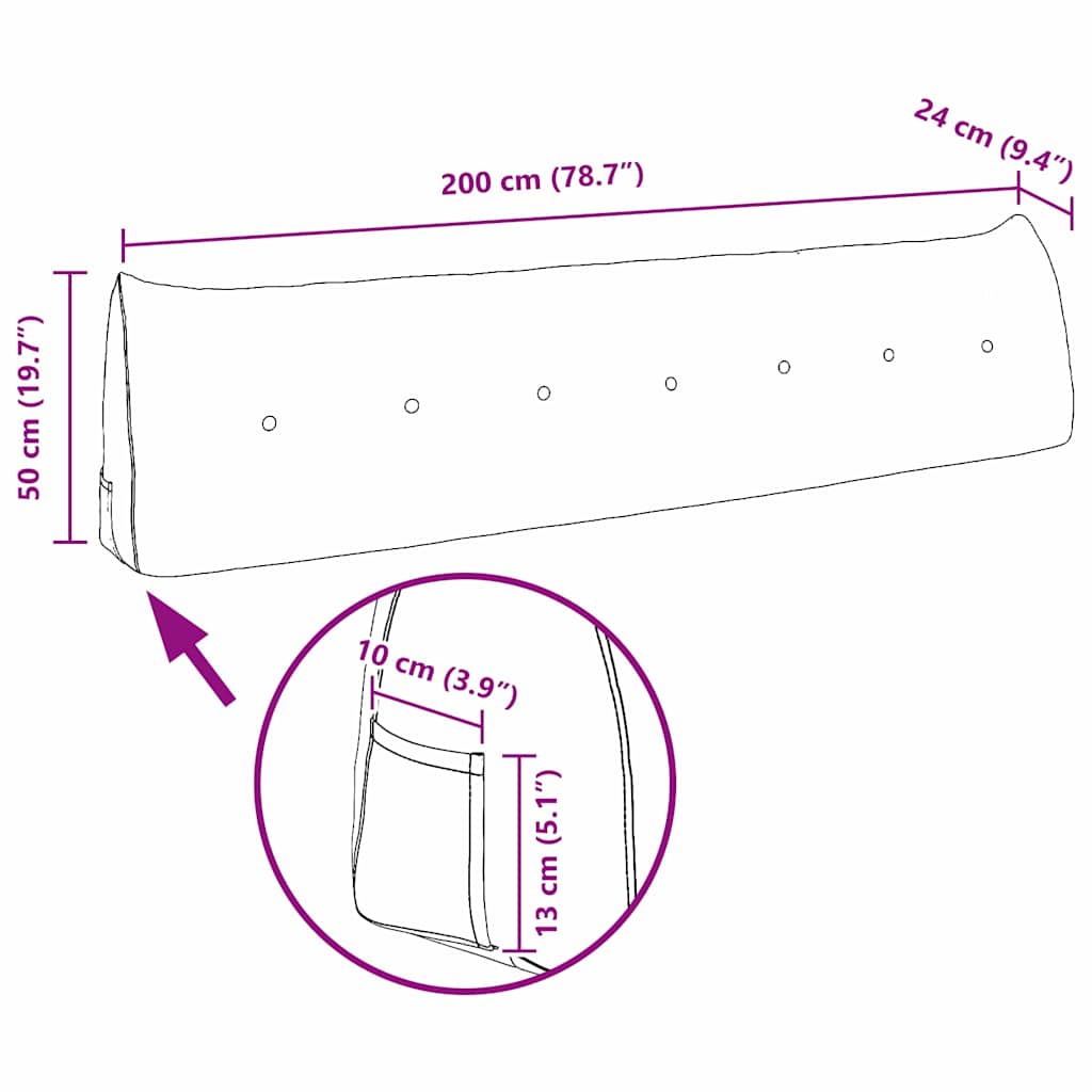 Jastuk za leđa Traper plava 200 x 24 x 50 cm tkanina