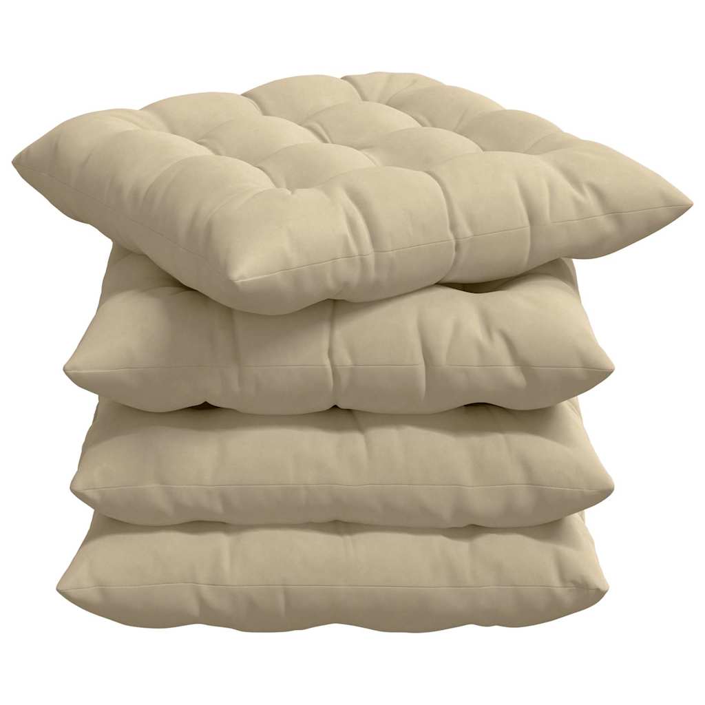 Jastučići za sjedenje 4 pcs Krema 40 x 40 x 6 cm Mikrofibra
