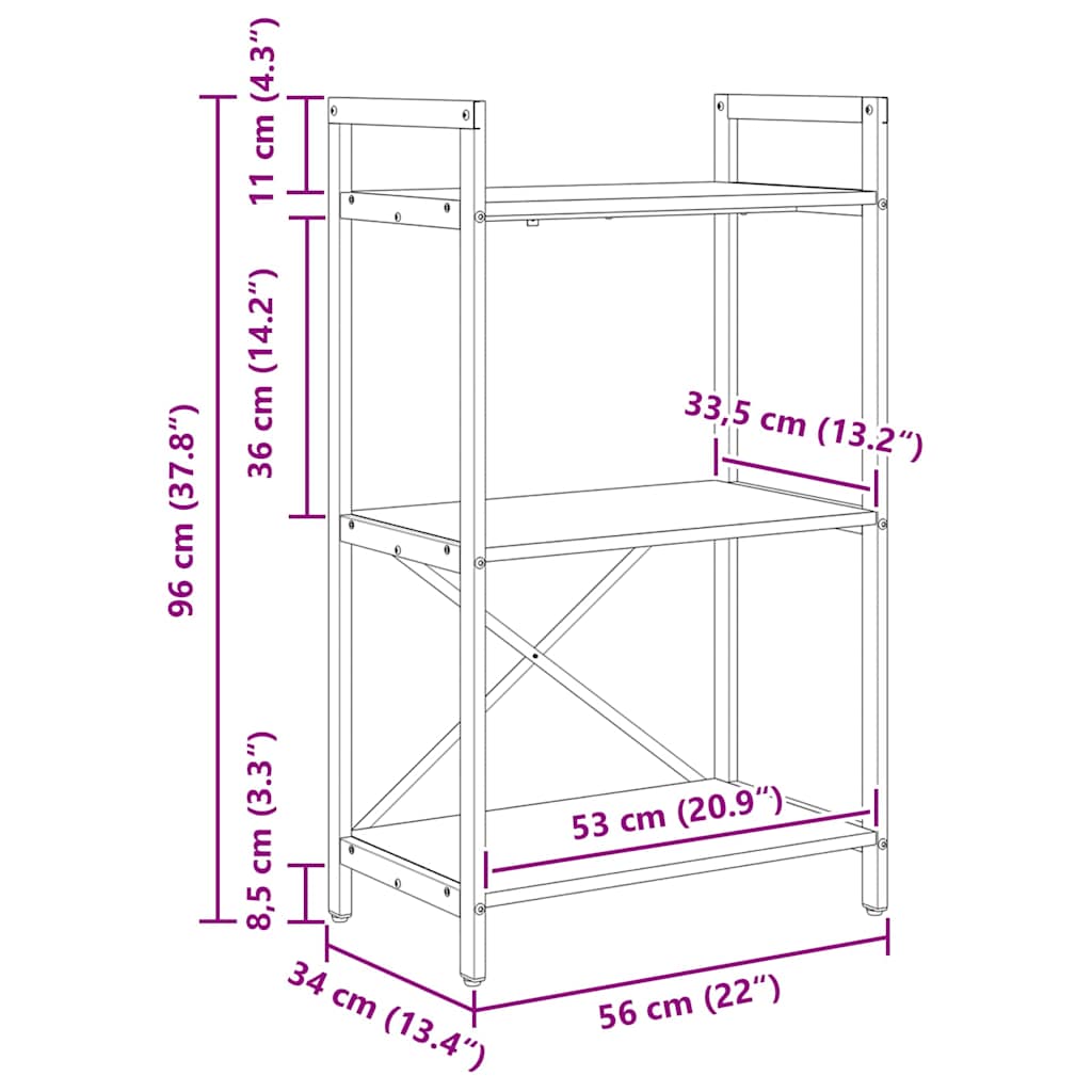 Polica Crni hrast 56 x 34 x 96 cm Konstruirano drvo