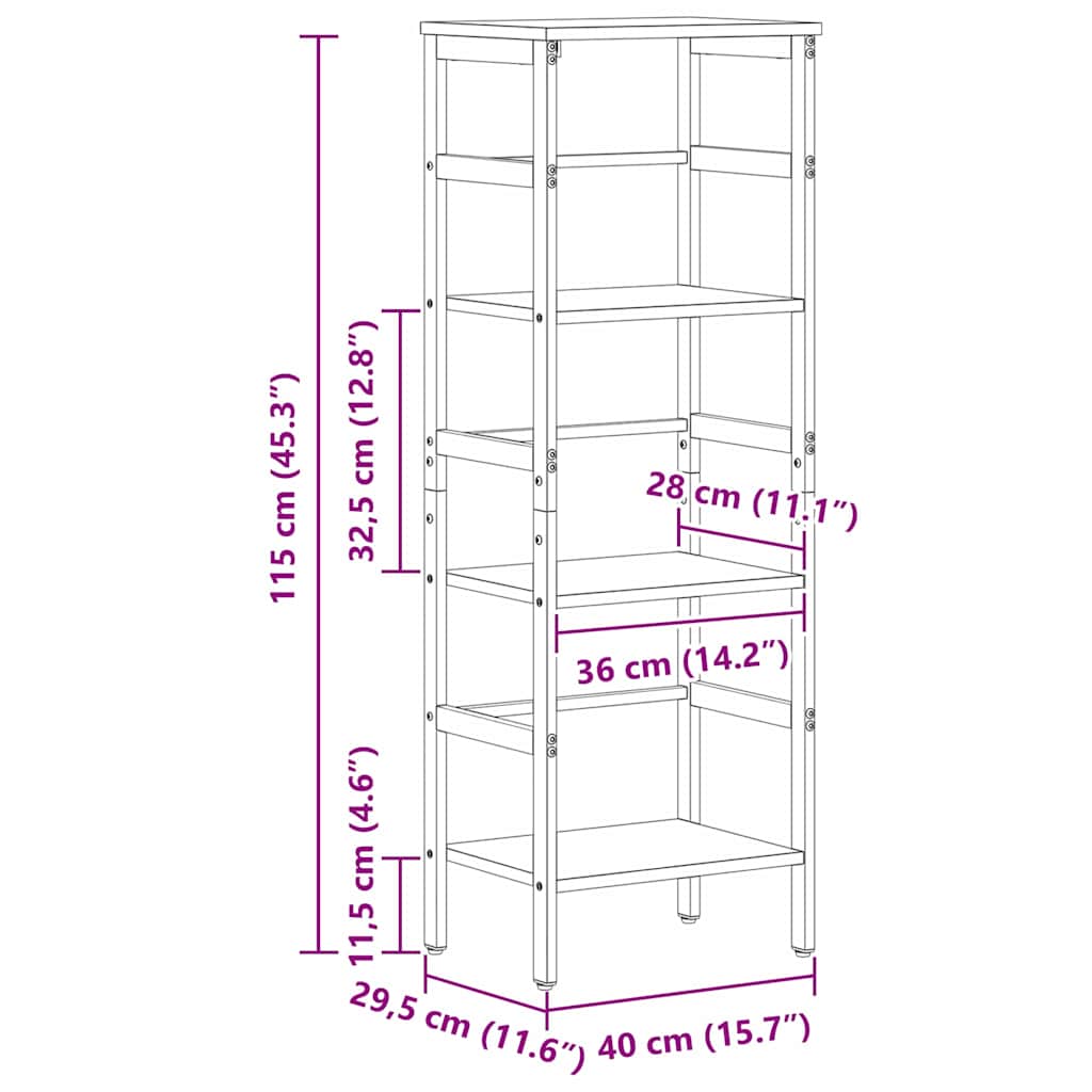 Polica Dimljeni hrast 40 x 29,5 x 115 cm Konstruirano drvo