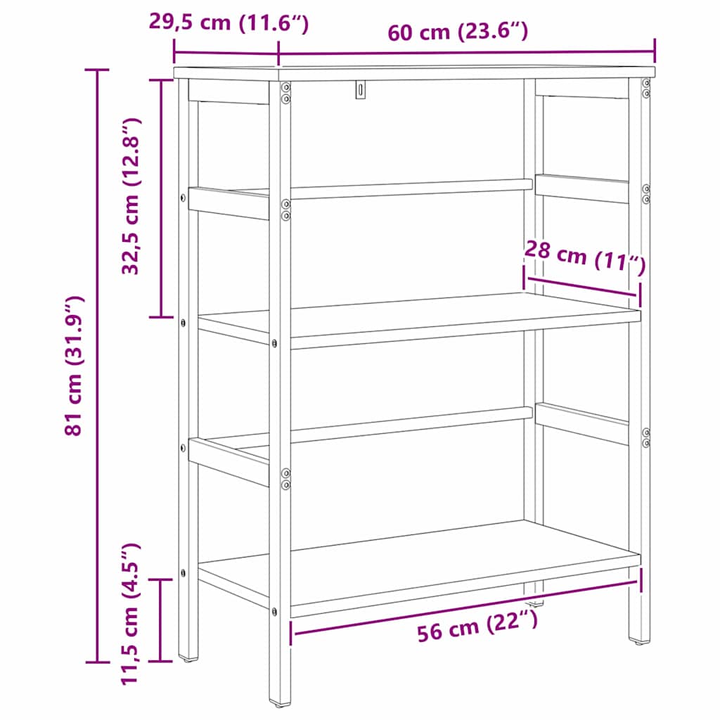 Polica Crni hrast 60 x 29,5 x 81 cm Konstruirano drvo