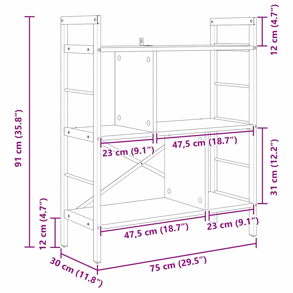 Polica Siva Sonoma 75 x 30 x 91 cm Konstruirano drvo