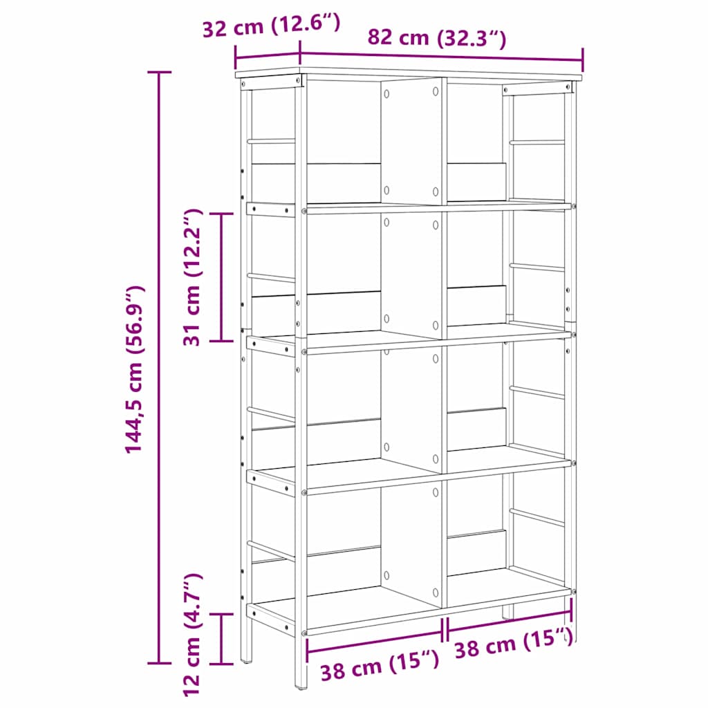 Polica Dimljeni hrast 82 x 32 x 144,5 cm Konstruirano drvo
