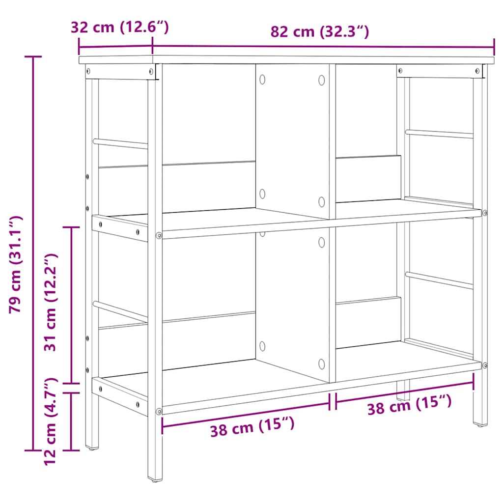 Polica Umjetnički hrast 82 x 32 x 79 cm Konstruirano drvo