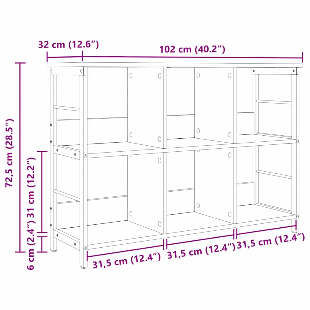 Polica Sonoma hrast 102 x 32 x 72,5 cm Konstruirano drvo