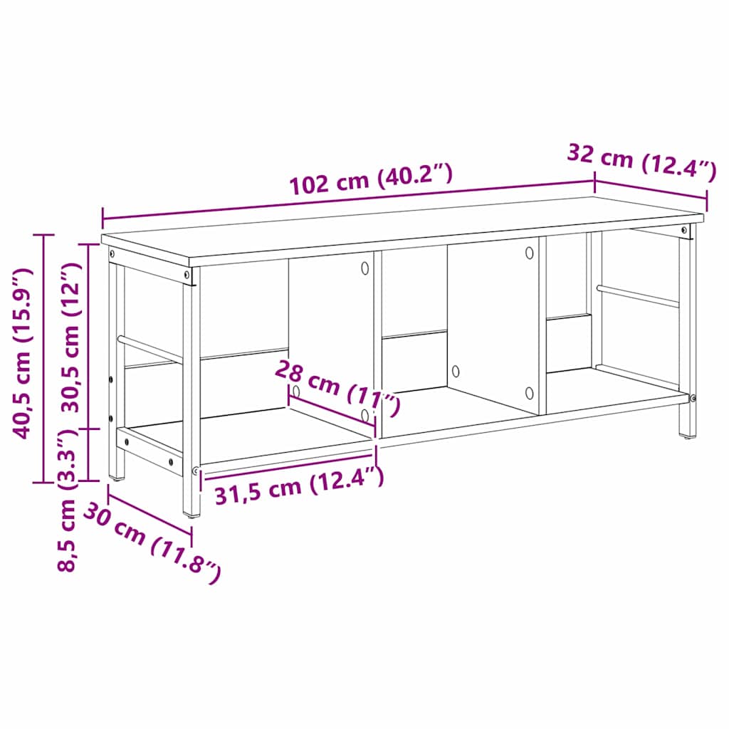 Polica Crni hrast 102 x 32 x 40,5 cm Konstruirano drvo