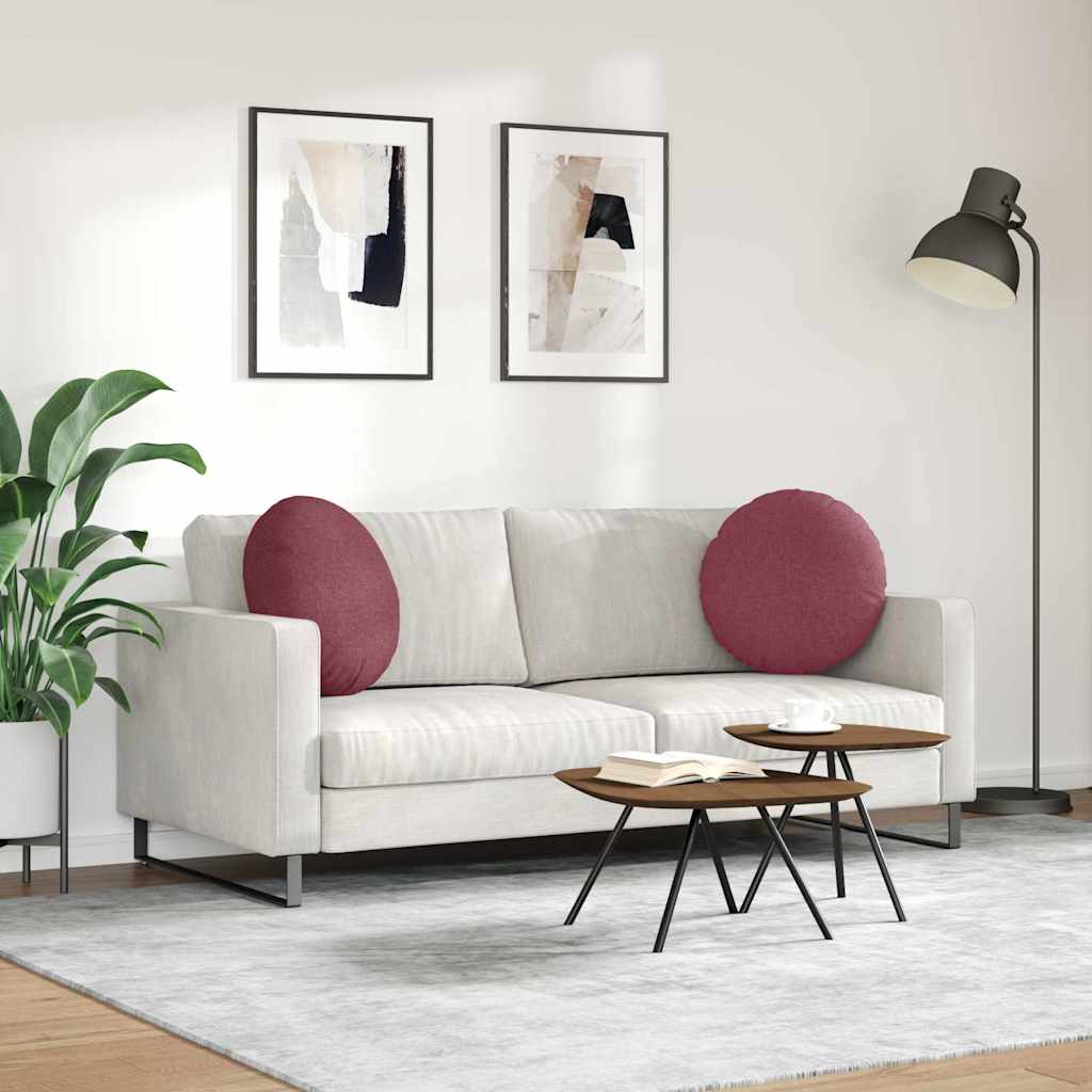 Jastučići za sjedenje 2 pcs Vinska crvena Ø50 x 19 cm tkanina