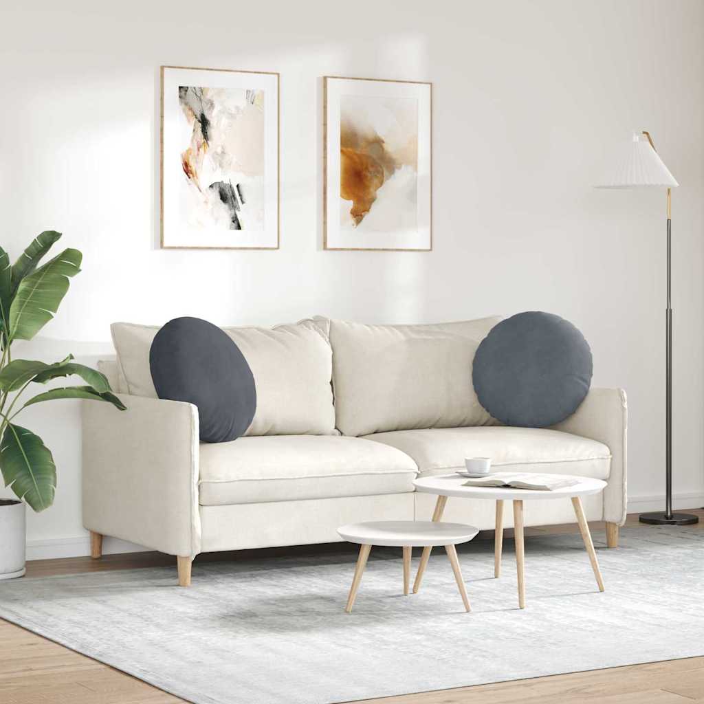 Jastučići za sjedenje 2 pcs Tamno siva Ø50 x 19 cm Baršun