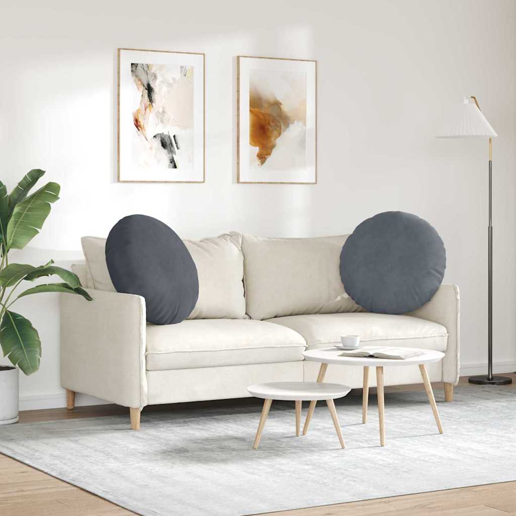 Jastučići za sjedenje 2 pcs Tamno siva Ø60 x 21 cm Baršun