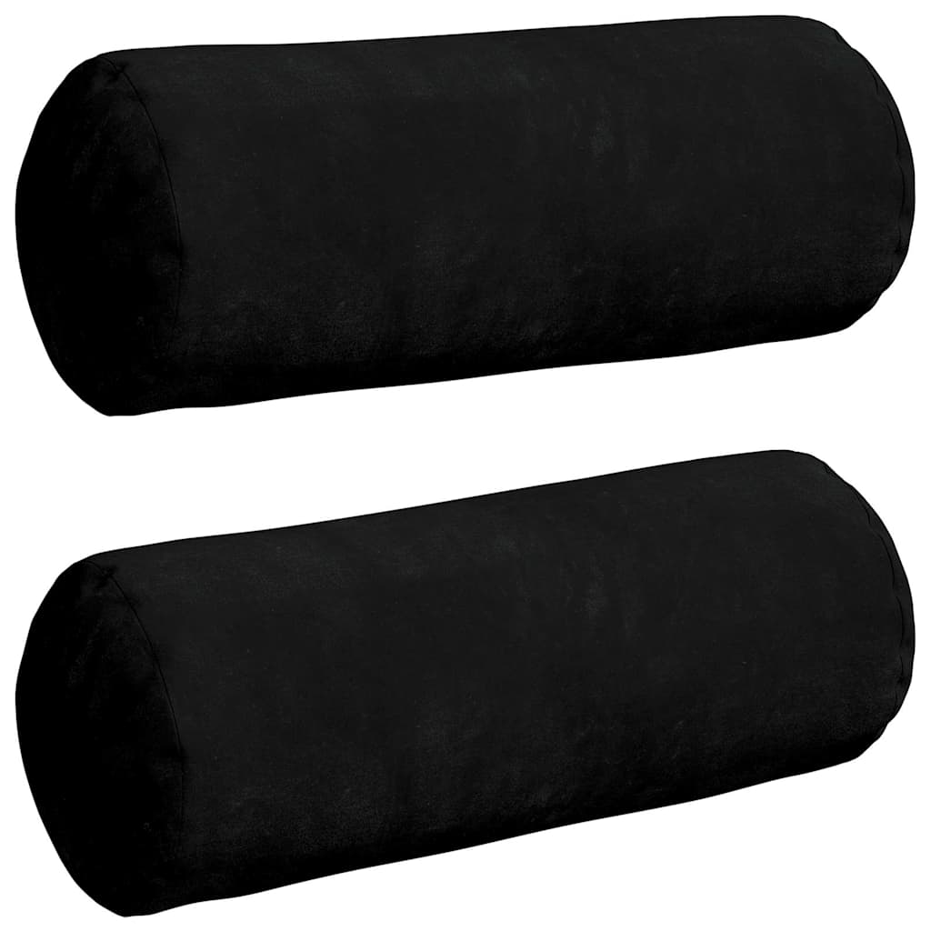 Valjkasti jastučići 2 pcs Crna Ø 15 x 40 cm Mikrofiber tkanina