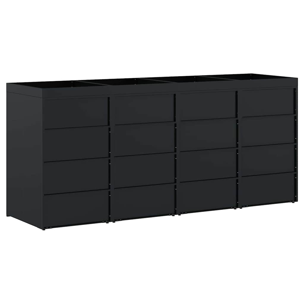 Skladištenje kanti za 4 kante Crna 272 x 77,5 x 121,5 cm