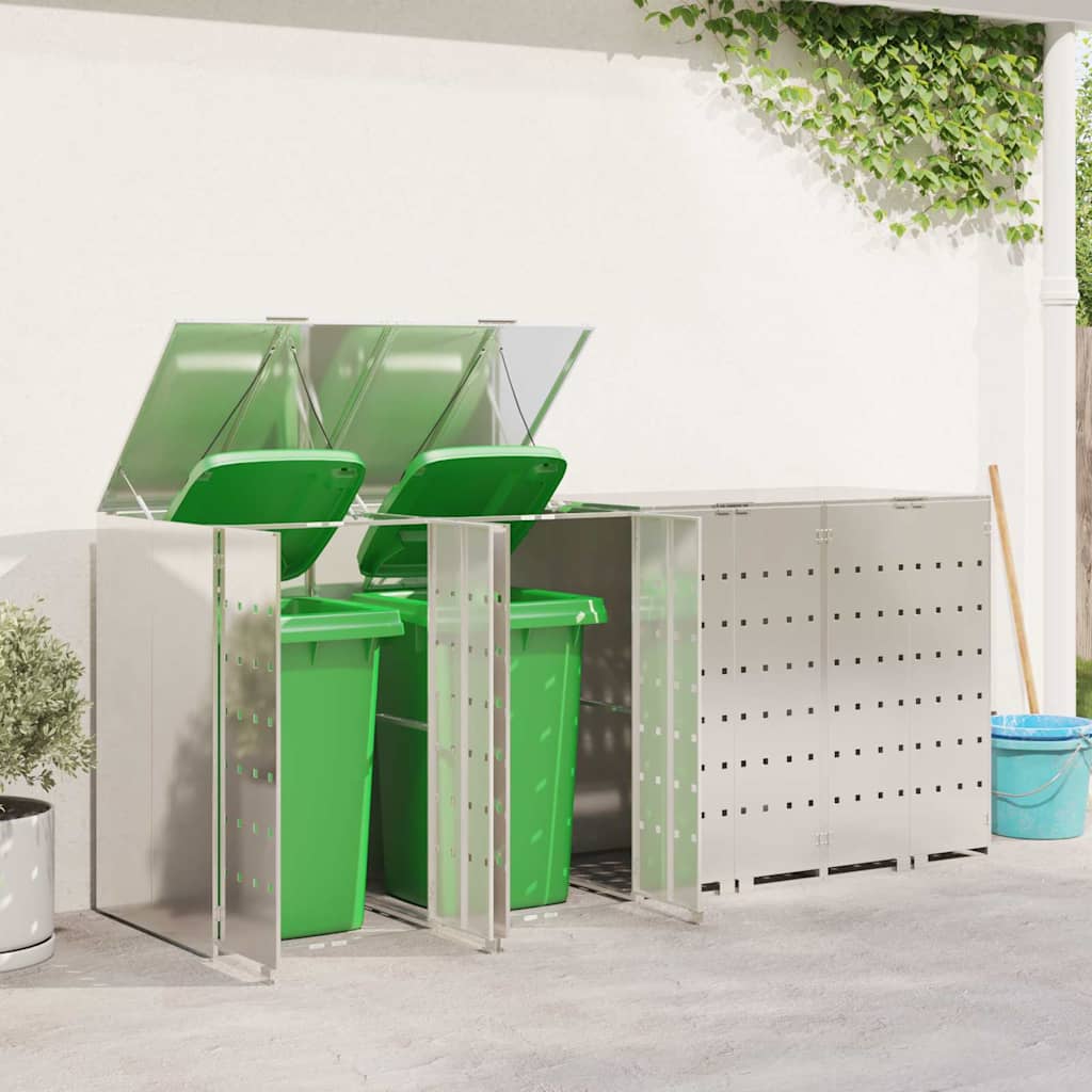 Skladištenje kanti za 3 kante Nehrđajući čelik Srebrno