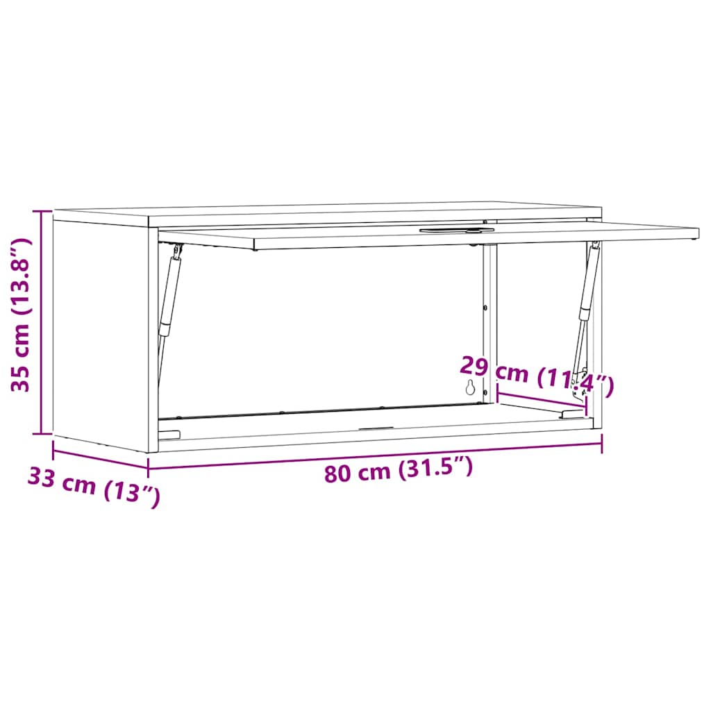 Ormar za zid u garaži Crna 80 x 33 x 35 cm Čelik s prahom