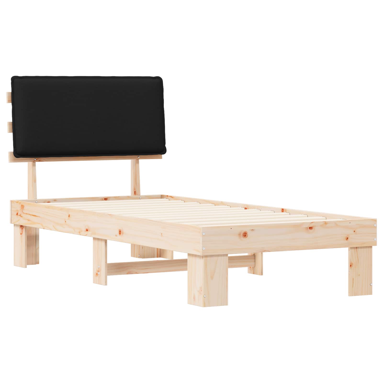 Krevetni okvir s tapiciranim uzglavljem Crna 90 x 200 cm
