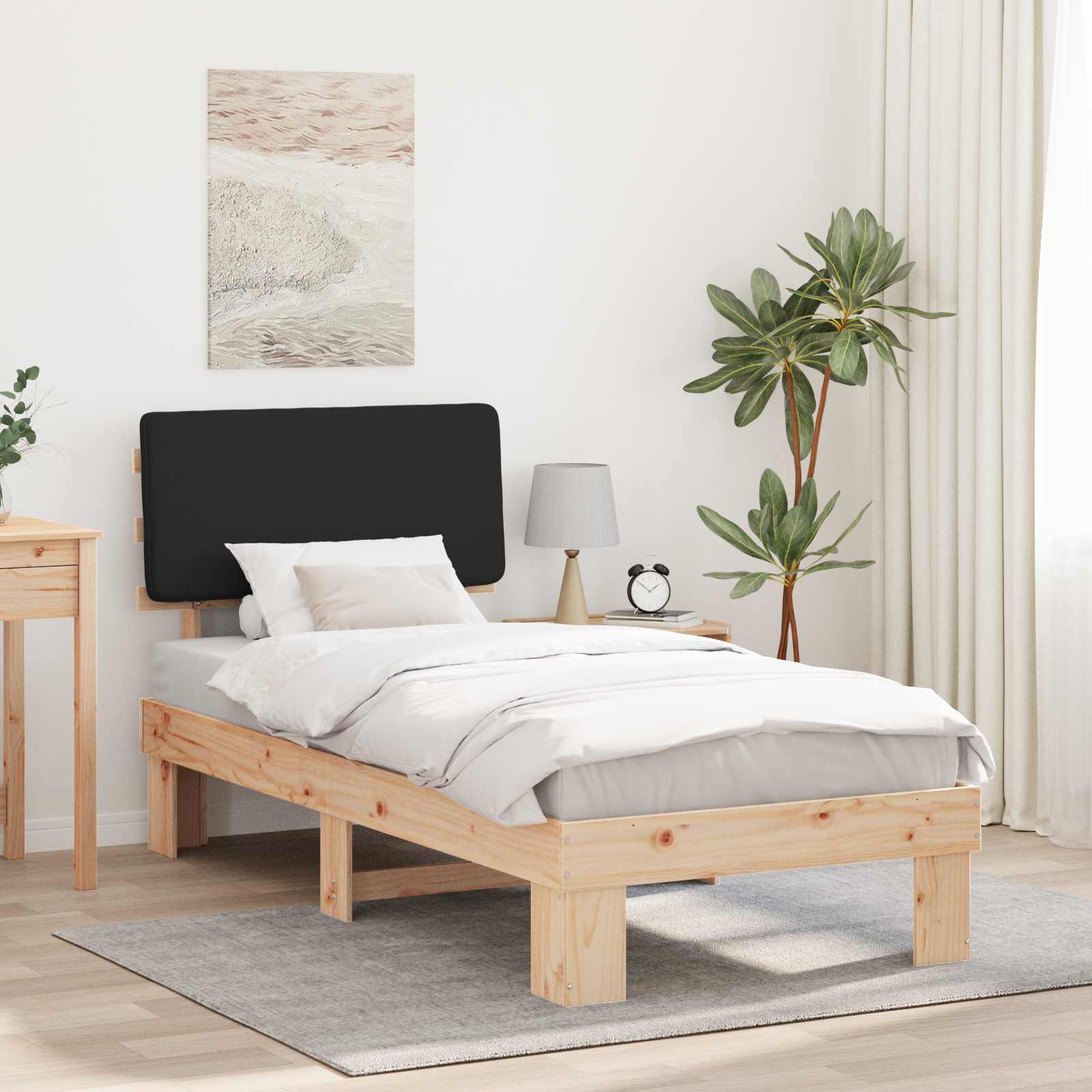 Krevetni okvir s tapiciranim uzglavljem Crna 80 x 200 cm