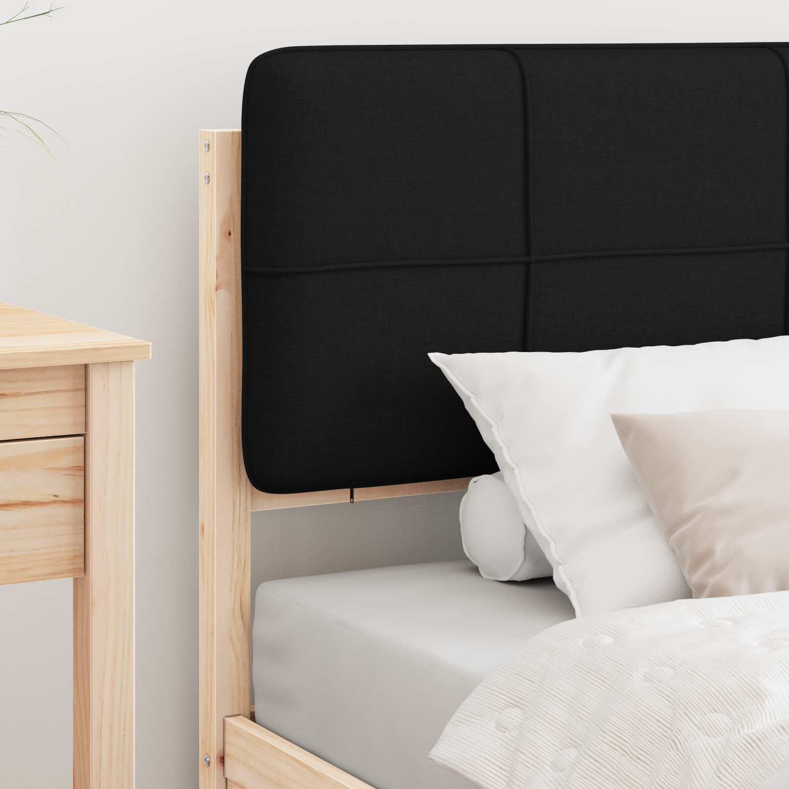 Krevetni okvir s tapiciranim uzglavljem Crna 90 x 190 cm