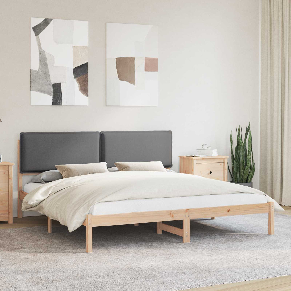 Krevetni okvir s tapiciranim uzglavljem Tamno siva 180 x 200 cm