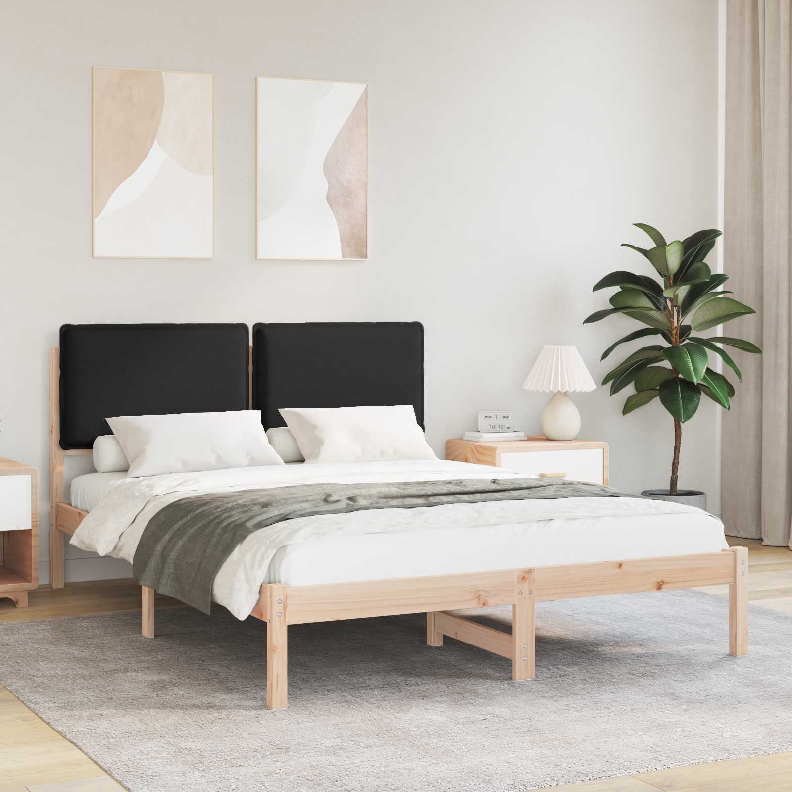 Krevetni okvir s tapiciranim uzglavljem Crna 150 x 200 cm