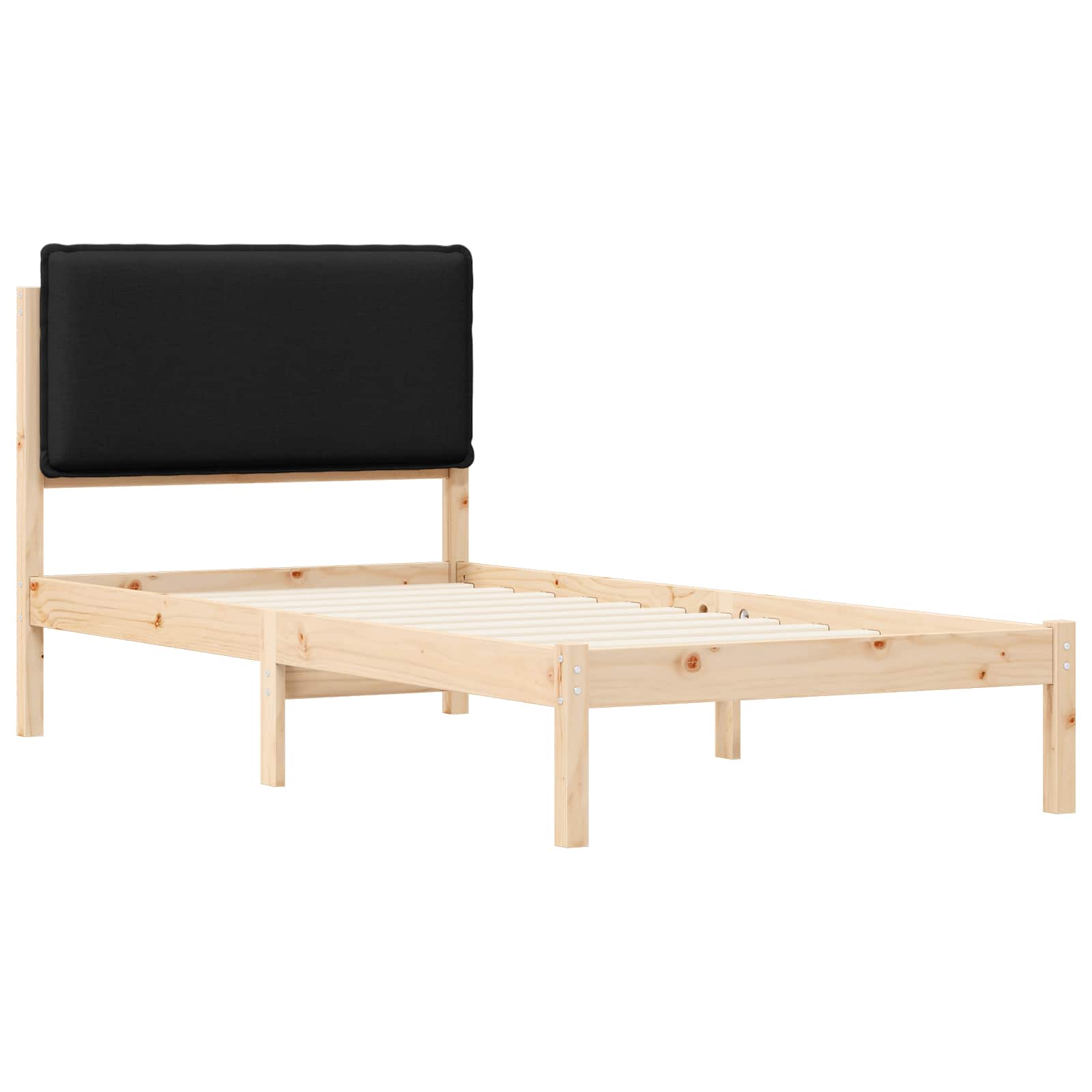 Krevetni okvir s tapiciranim uzglavljem Crna 75 x 190 cm