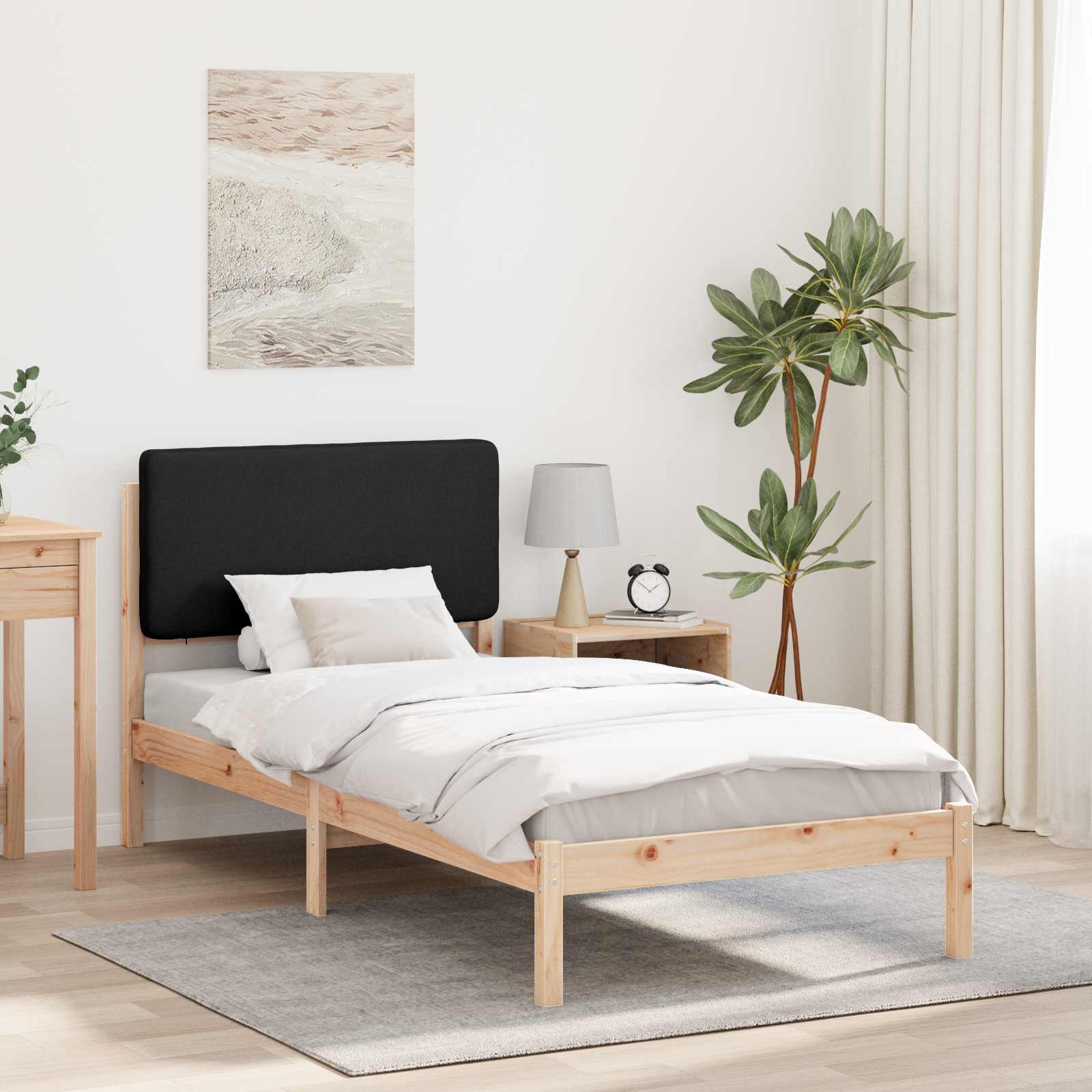 Krevetni okvir s tapiciranim uzglavljem Crna 90 x 200 cm