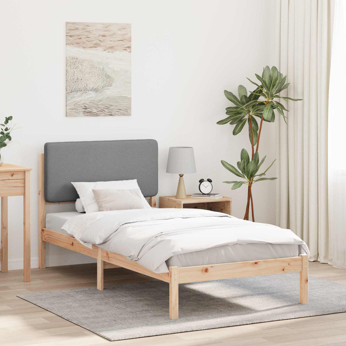 Krevetni okvir s tapiciranim uzglavljem Svijetlo siva Svjetlosiva 205.5 x 85.5 x 84.5 cm