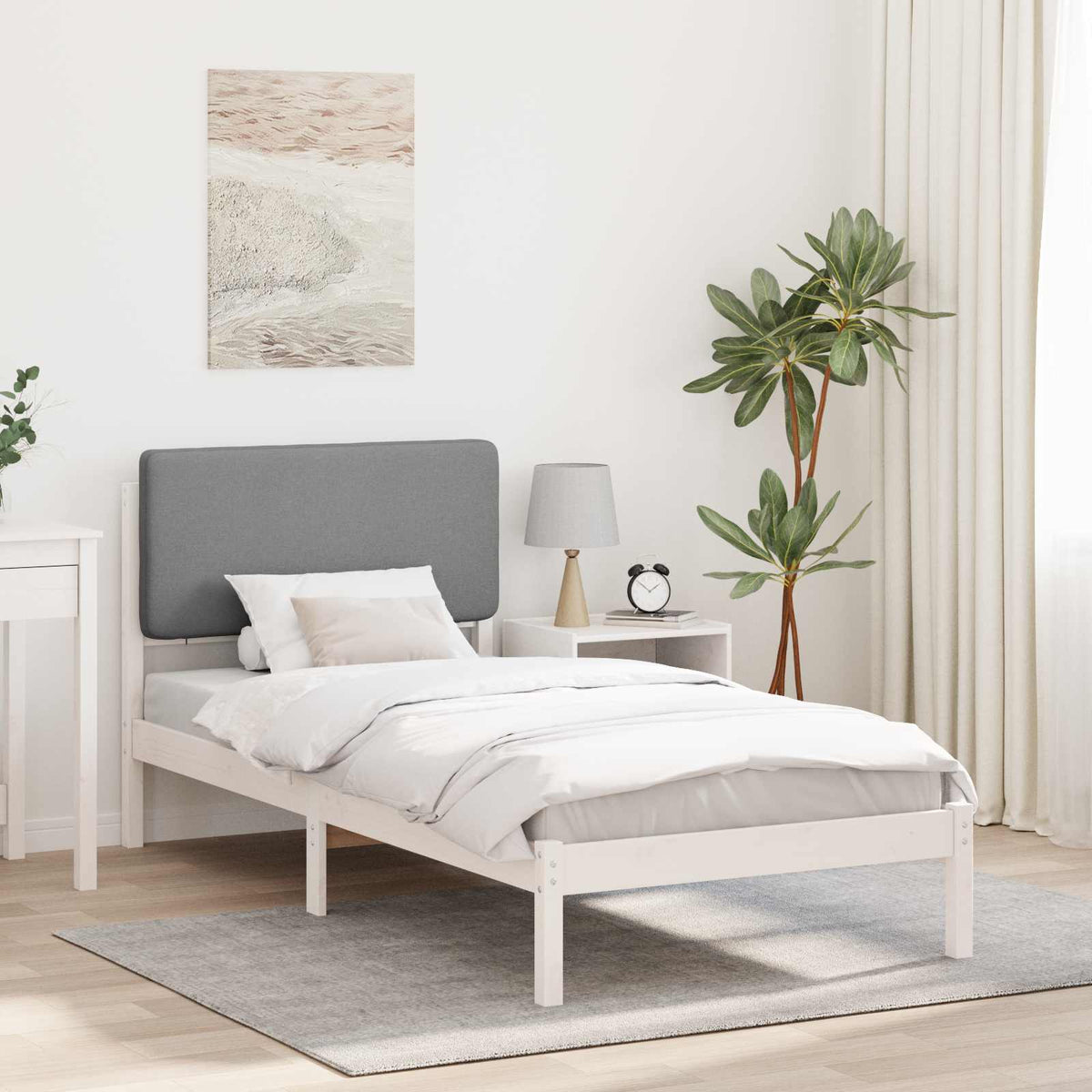 Krevetni okvir s tapiciranim uzglavljem Svijetlo siva Svjetlosiva 205.5 x 85.5 x 84.5 cm