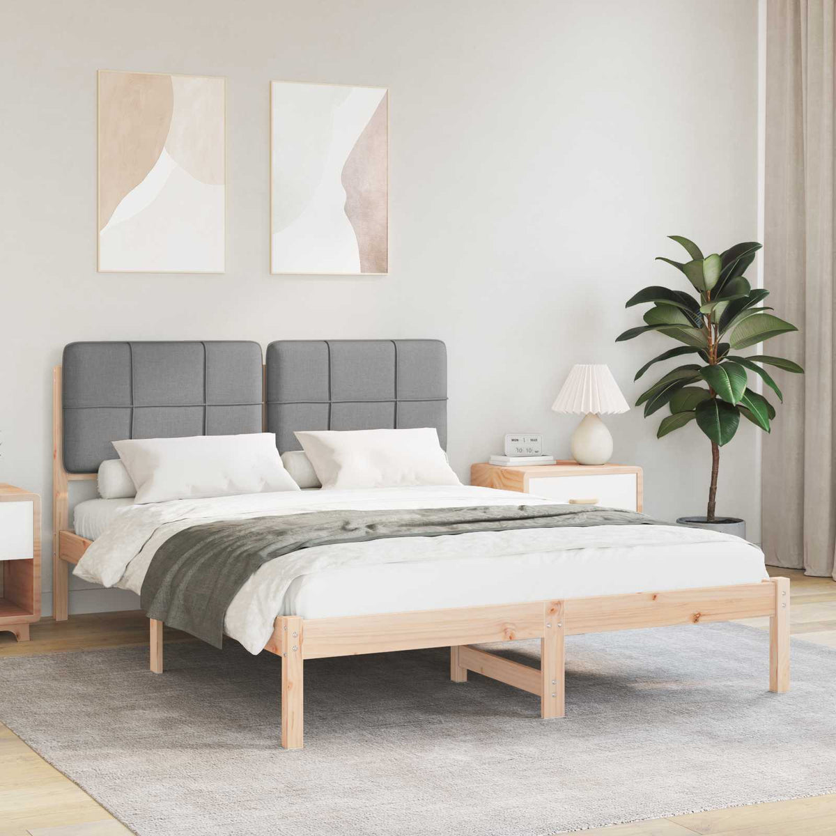 Krevetni okvir s tapiciranim uzglavljem Svijetlo siva Svjetlosiva 205.5 x 165.5 x 84.5 cm