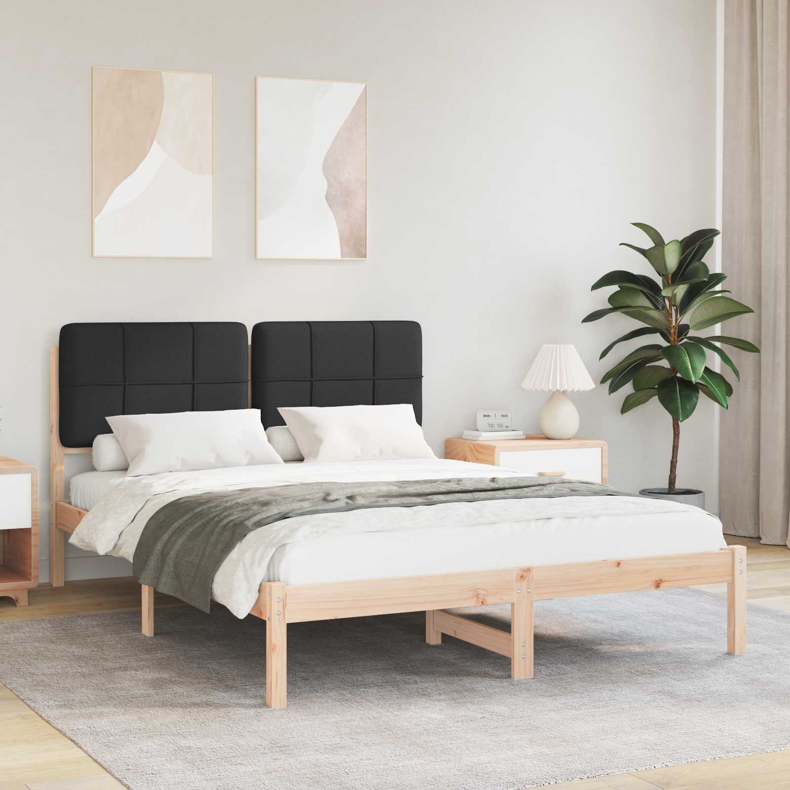 Krevetni okvir s tapiciranim uzglavljem Crna 150 x 200 cm